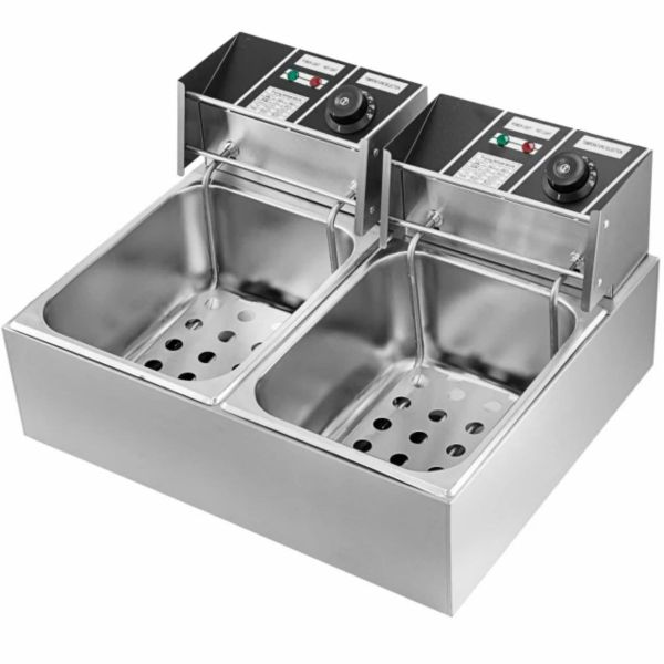 MasterChef ProTwin 12L Electric Deep Fryer - Dual 6L Stainless Steel Tanks