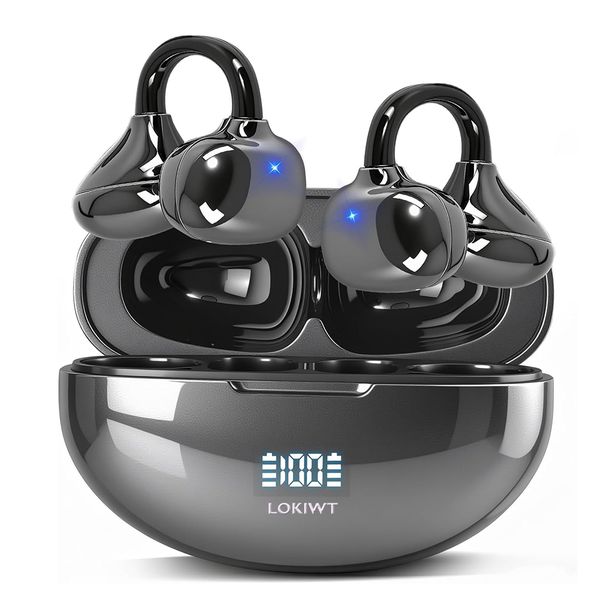 LOKIWT Open-Ear Earbuds Wireless Clip on Headphones Bluetooth 6.0