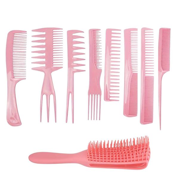 9-Pieces Hair Detangling Set - Pink