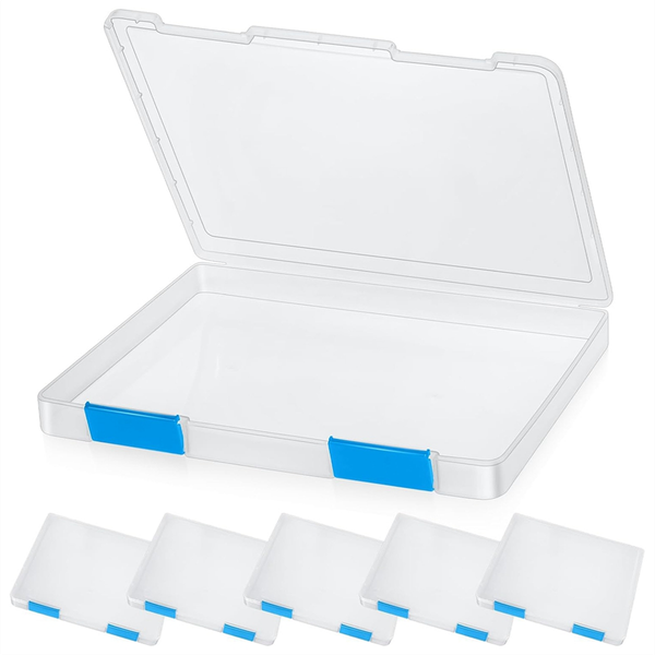 6 Pcs Clear A4 File Box Document Plastic Storage Box Case with Buckle