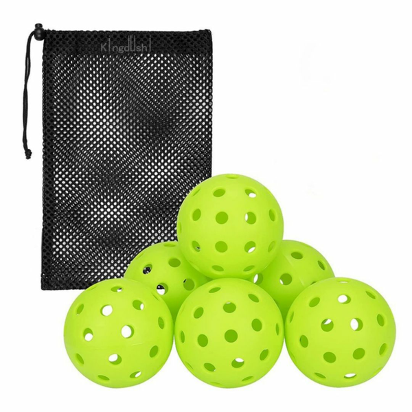 Kingdushi Pickleball Training Balls Set Of 6,40Hole Outdoor Balls Mesh Bag