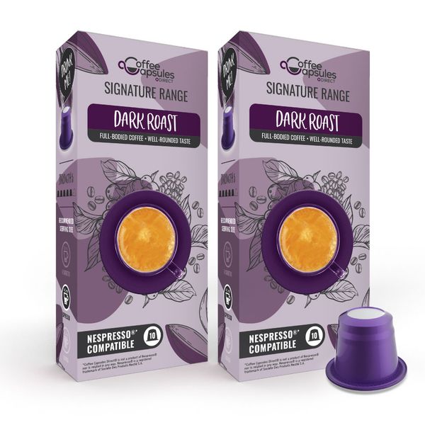 Dark Roast 20 Coffee Capsules for Nespresso &amp; Caffeluxe