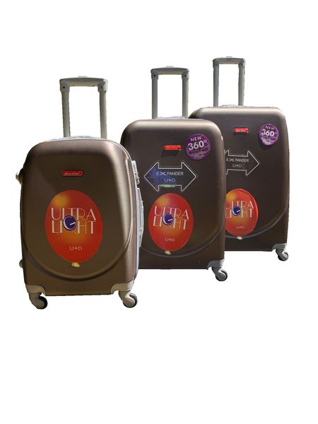 3 Piece Hard Outer Shell Protected Lightweight Luggage Bag Set - Plum