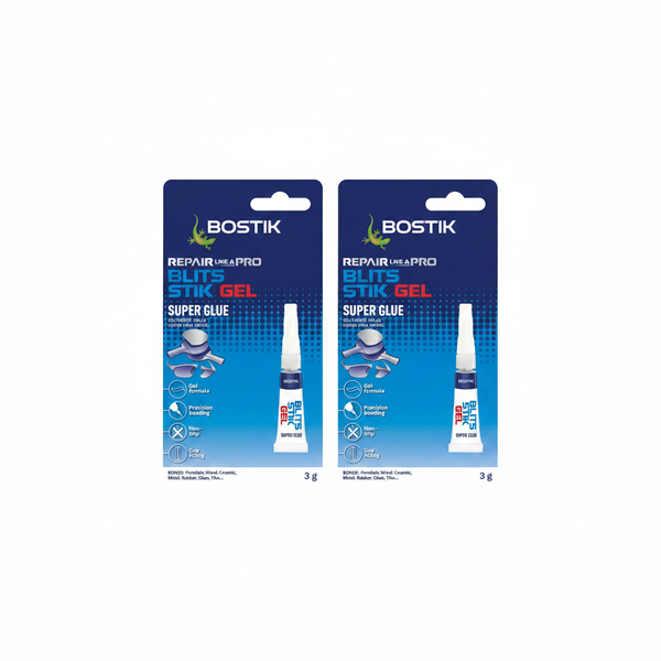 Bostik -Super Glue Gel 3g - Fast-Acting Adhesive for All Materials - 2 Pack