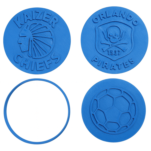 4-Piece Local Soccer Fondant Stamp Set - 3D Printed - 6 cm