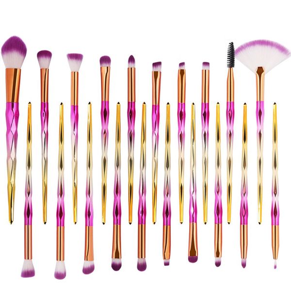 20 Piece Facial Make Up Synthetic Brush Set - Gradient Nude &amp; Terquise