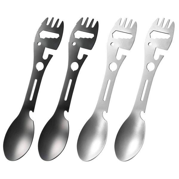 4 Pcs 10In1 Camping Spork Multi-Functional Spork Spoon Can Opener