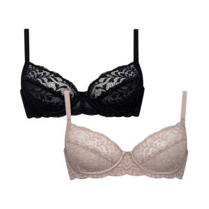 Secret Shield 2 Pack Lace Non Padded Underwire Bra