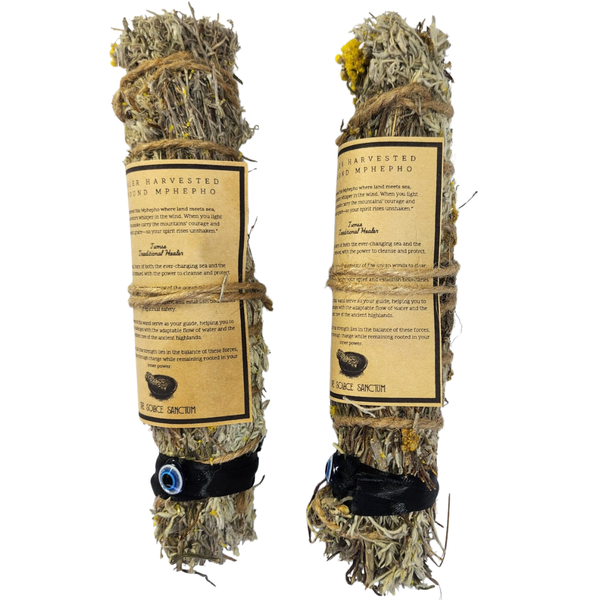 Two Large Mphepho Smudge Wands - Traditional Healer-Harvested &amp; Hand-Bound