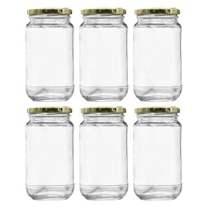 Consol Sheer Jar Round with Gold Lid 6 Pack, 375ml (135x72mm Dia)