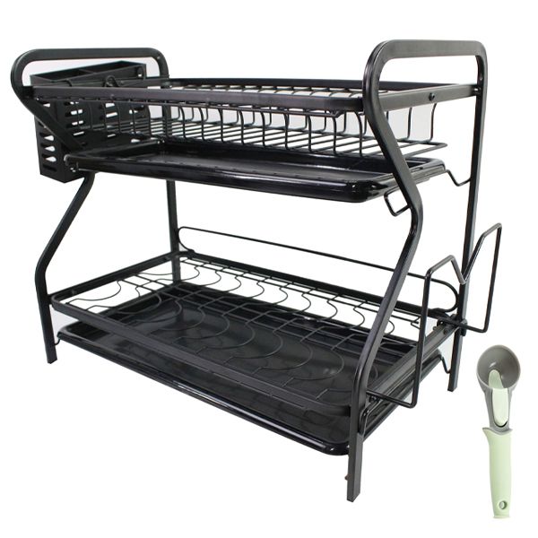 Modern 2-Tier Dish Rack -Black and Ice-cream Scoop