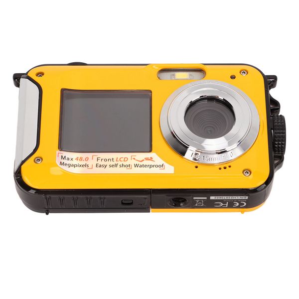 Full HD 2.7K 48MP Water Resistant Camera, 16x Zoom, Dual Screens