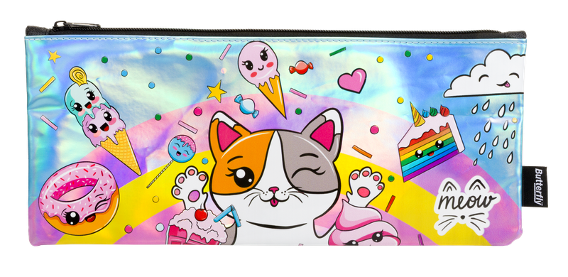 PENCIL CASE - 33cm FLAT NYLON GIRLS (MEOW)