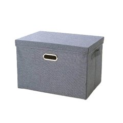 DHAO-Foldable Linen Fabric Clothing Storage Box Collapsible Organizer Grey
