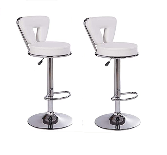 Bar Stools / Kitchen / Cafe Swivel Chairs - 2 Pack - White Colour