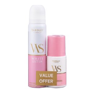 Yardley White Satin Perfume Body Spray 90ML &amp; Roll On 50ML