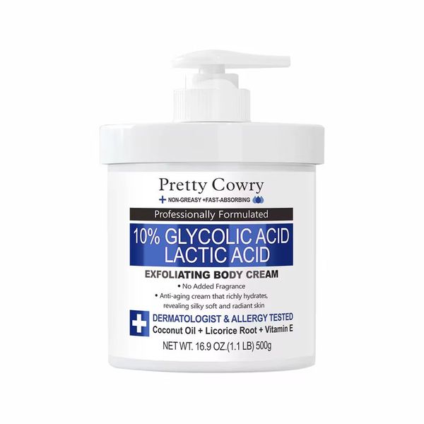 Pretty Cowry 10% Glycolic Acid + Lactic Acid Exfoliating Body Cream - 500g