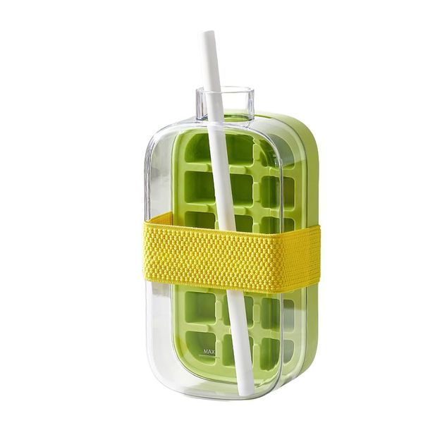 2 in 1 Touch-Free Tray Water Bottle - Green - 800ML