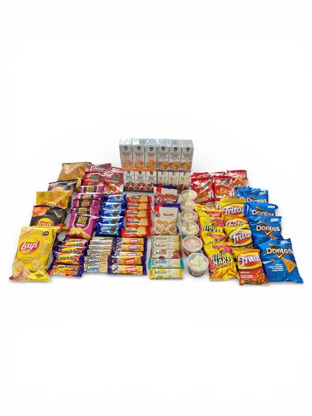 100 Item Snack Hamper Combo Assorted Chips, Biscuits, Chocolates &amp; Juice
