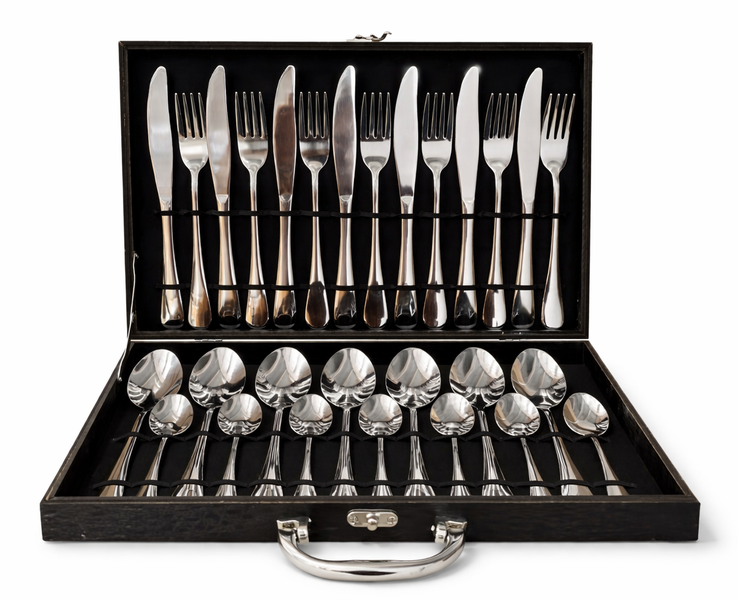 Premium 24-Piece Stainless Steel Cutlery Set in Luxury Briefcase