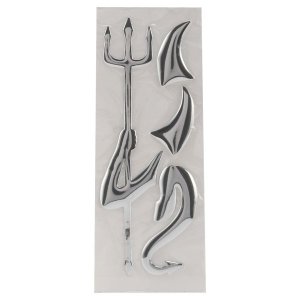 3D Chrome Silver Bumper Stickers Devil Emblem