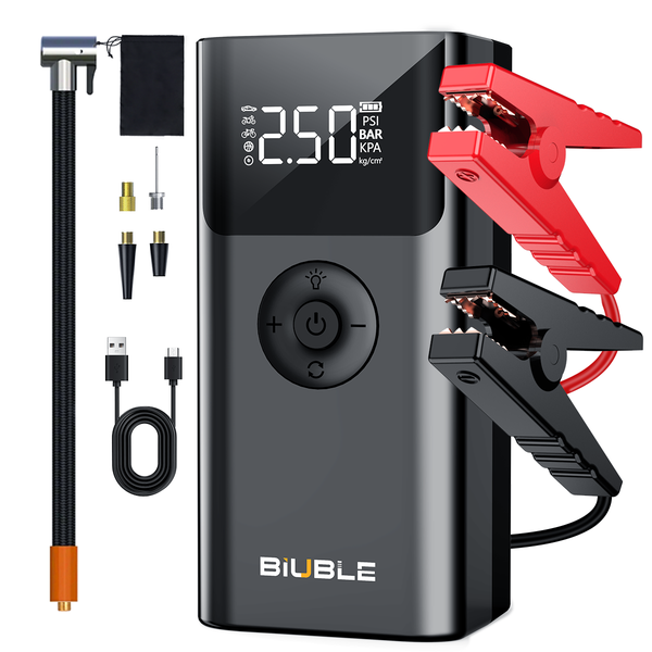 BIUBLE Car Emergency Jump Starter With Air Compressor Powerbank Flashlight