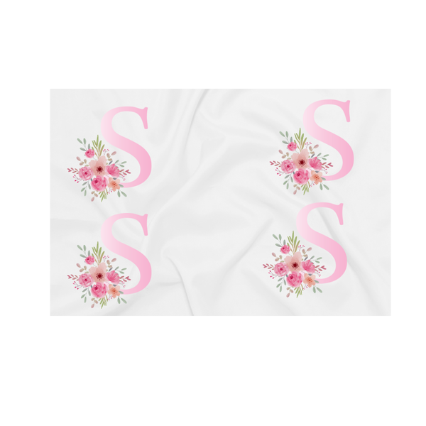 Baby Blanket - Pink Flowers - Letter S
