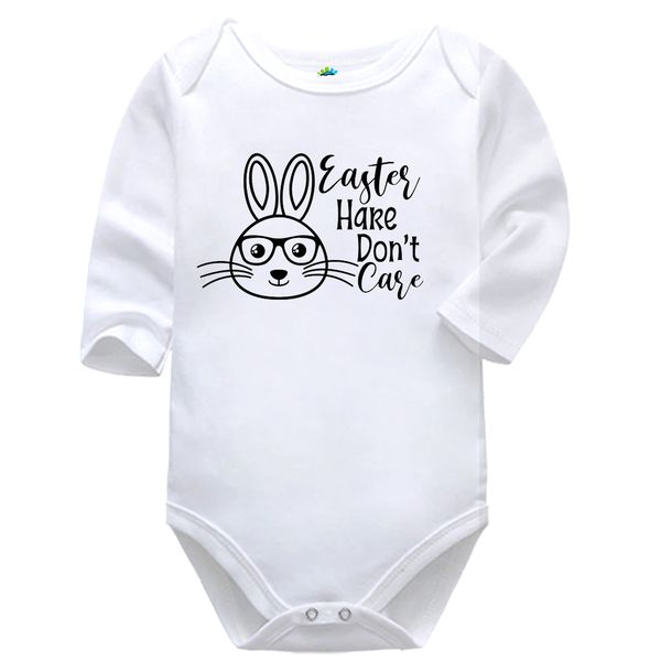 Easter Hare, Don't Care Easter Baby Vest Bodysuit Onesie Long Sleeve