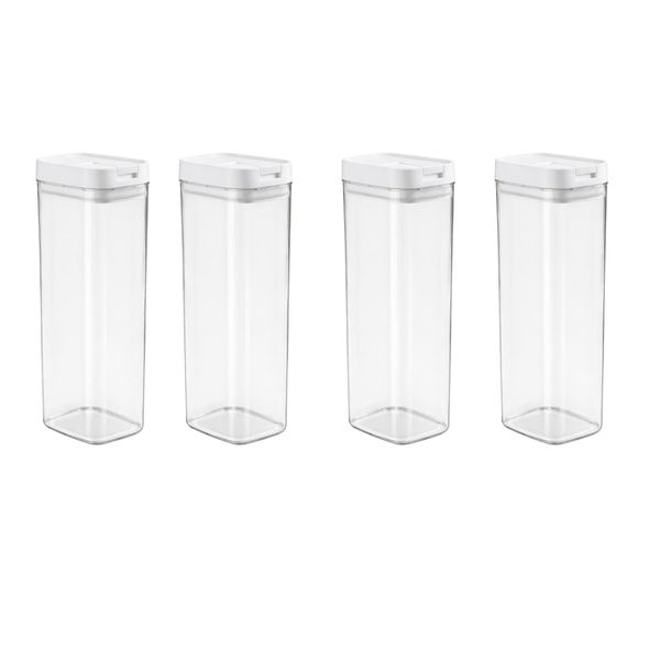 4 Pack - 1.2L Plastic Airtight Tall Food Storage Container - Transparent