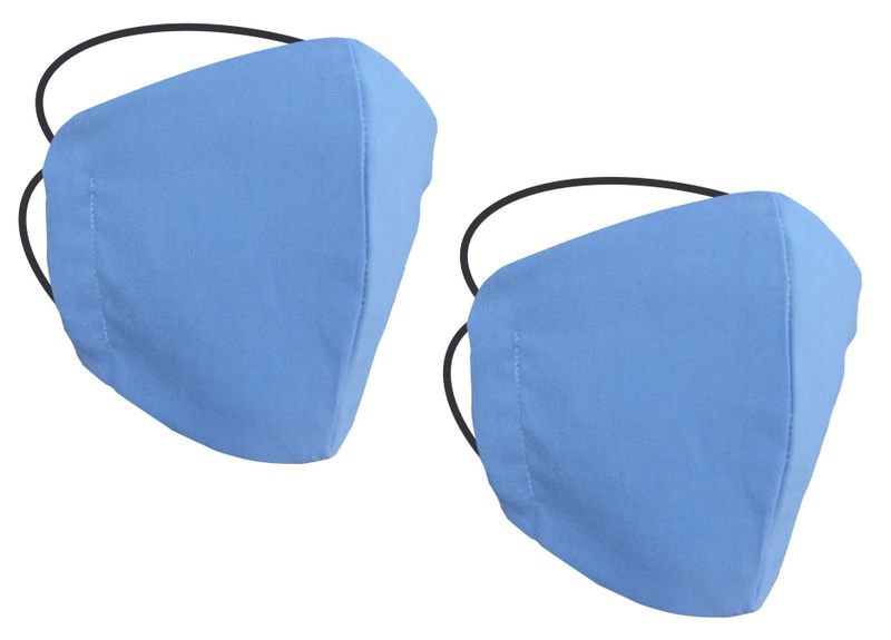 Face Masks - Blue Pack of 2 - Washable Reusable 3Ply Cotton Cloth