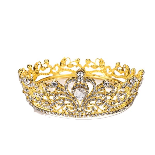 Bridal Princess Crystal Tiara Wedding Crown Veil Hair Accessory- Gold
