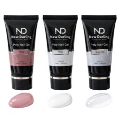 Poly Nail Gel Set of 3 - Puce, White &amp; Clear UV/LED 35ml Each