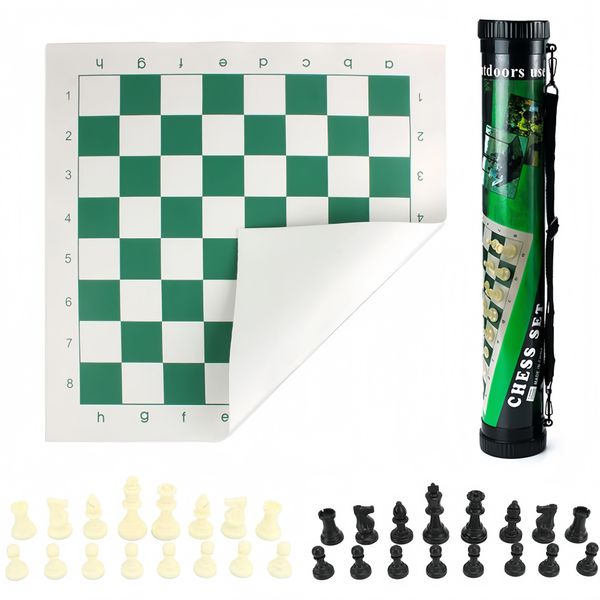 Tournament Standard Chess Set with 32 Chess Pieces - Black / Green / White