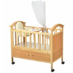 4in1 Convertible Baby Cot Bed Seat Mosquito Net Wheels Pine Wood Extendable