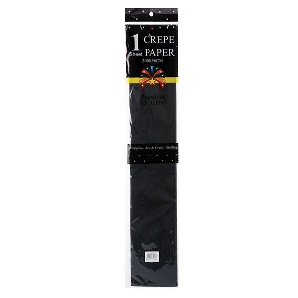Bulk Pack X 10 Crepe Paper Black 50x200cm