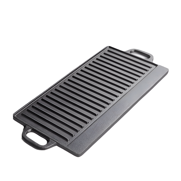 Cast Iron Reversible Griddle Pan 23.5cm x 44cm - Black