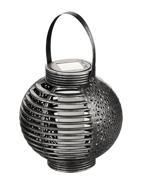 Home Quip Moroccan Antique Silver Lantern - Solar Powered