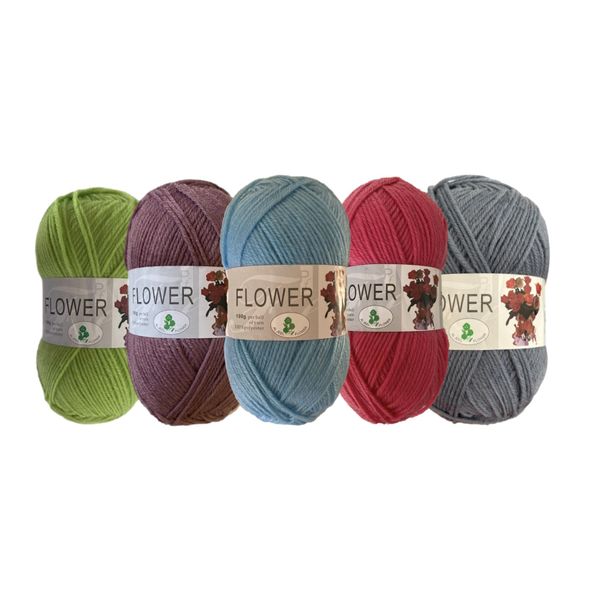 Double Knitting Polyester Yarn 100g (Pack of 5) Mixed Colours