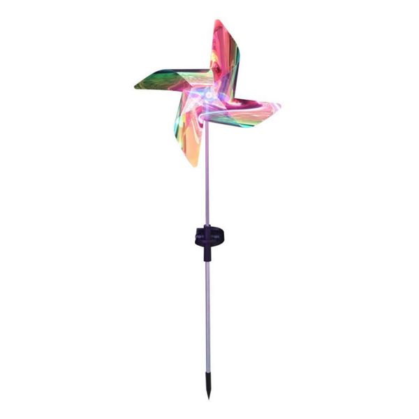 Garden Outdoor Decor Solar Powered LED Light Windmill Stake Blue (66cm)