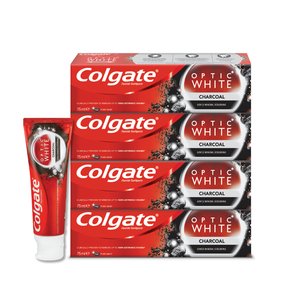 Colgate Optic White Charcoal, Whitening Toothpaste - 4x75ml