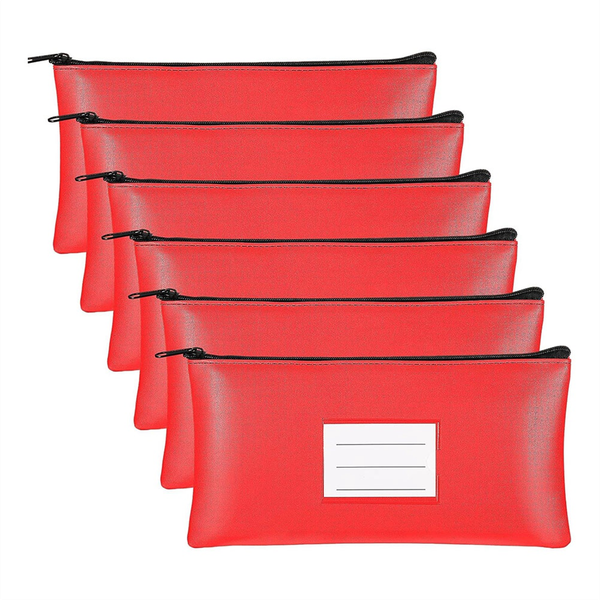6PC Money Bag with Zipper for Cash Coins Cosmetic Paper Money Tool, C