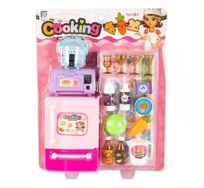 Stylish Doll Kitchen Fridge + Grocery Market Playset