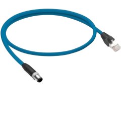 XY-142M4D15030-ECN: M12 D-Code to RJ45 Cat5e Ethernet Cordset, 3m