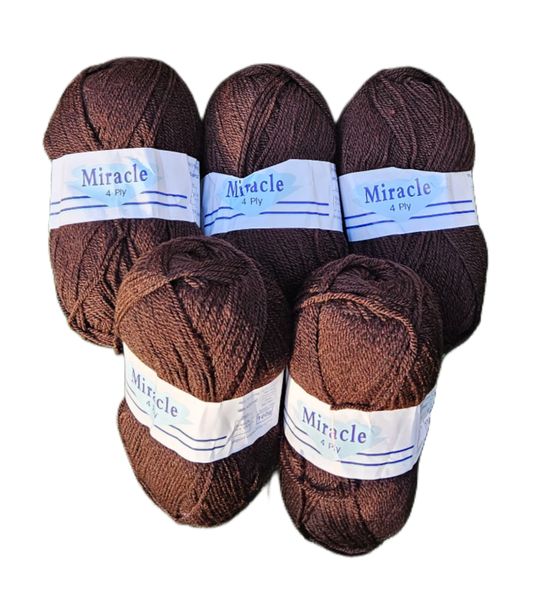 Wool Yarn 4ply for knitting &amp; craft hobbies 5 x 100g each - Brown
