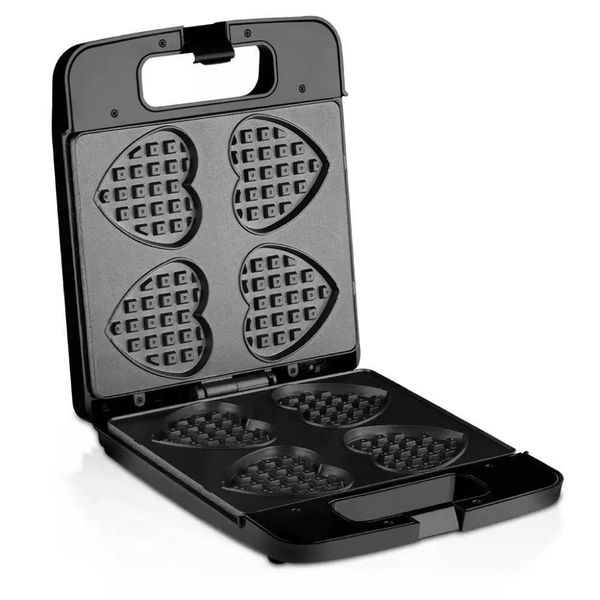 4-Slice Heart-Shaped Waffle Maker 1400W with insulated handle
