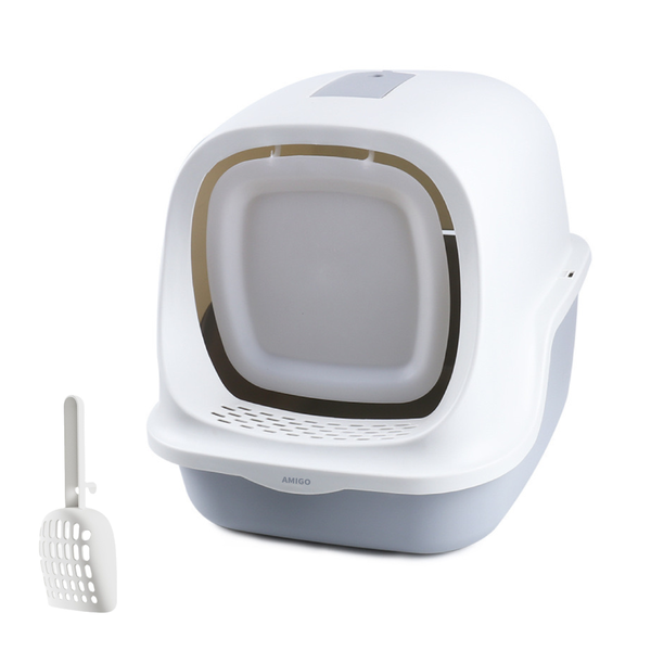 Cat Litter Box with Scoop Enclosed Cat Potty for Less Odor and Privacy