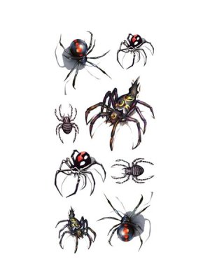 Tattoo - Waterproof High Quality Skin Safe - Spiders - 3D-004