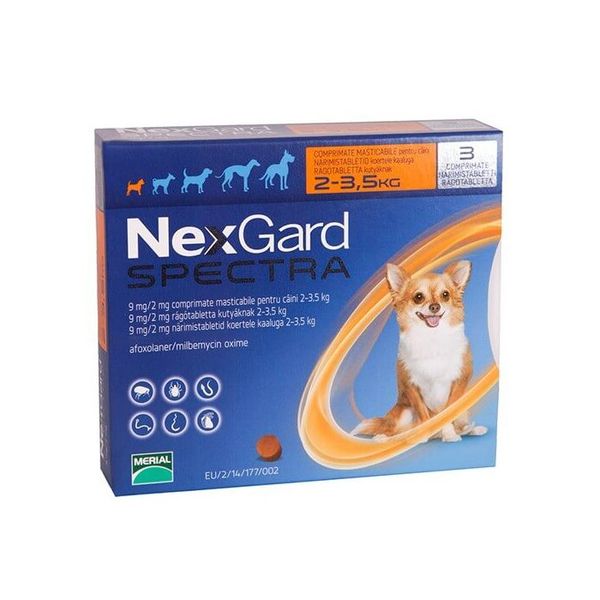 NexGard Spectra Chewable Tablet For Extra Small Dogs (Pack Of 3)