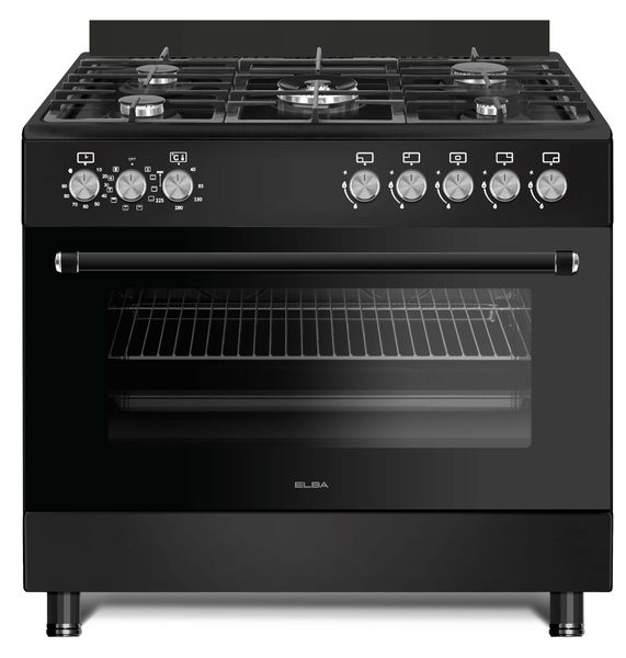 Elba 96CL827B - 5 Burner Gas Stove &amp; Electric Oven- 90cm Black
