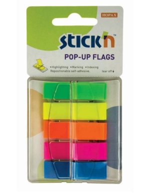 Stick 'n Pop Up Neon Flags Assorted 45x12mm - 200 per pad, 5 pads per pack